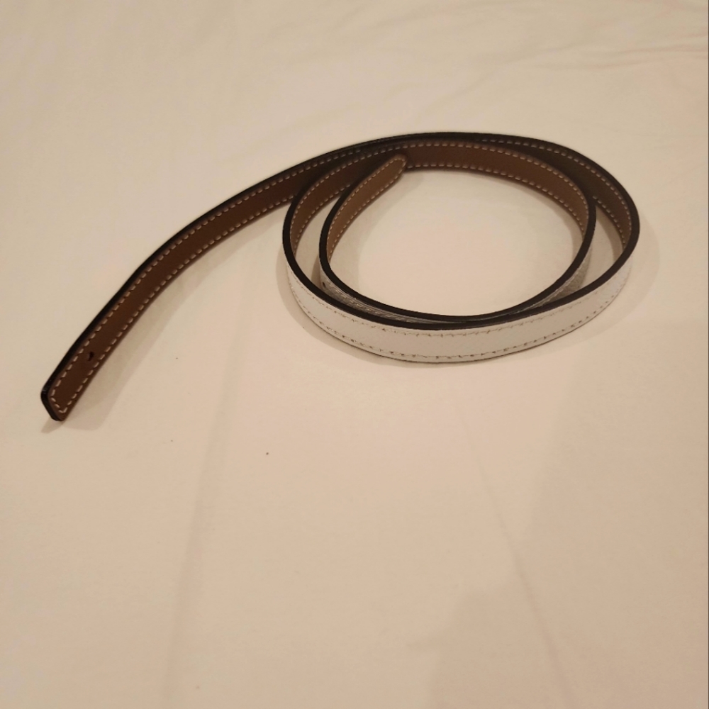 Hermes 13mm belt double sides in white and light brown